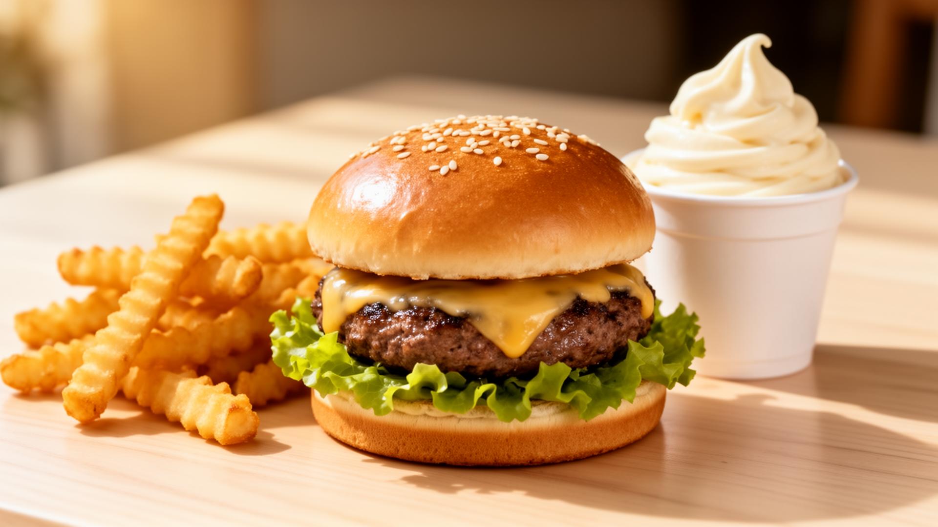 Culver's ButterBurger, golden crinkle-cut fries and fresh vanilla frozen custard